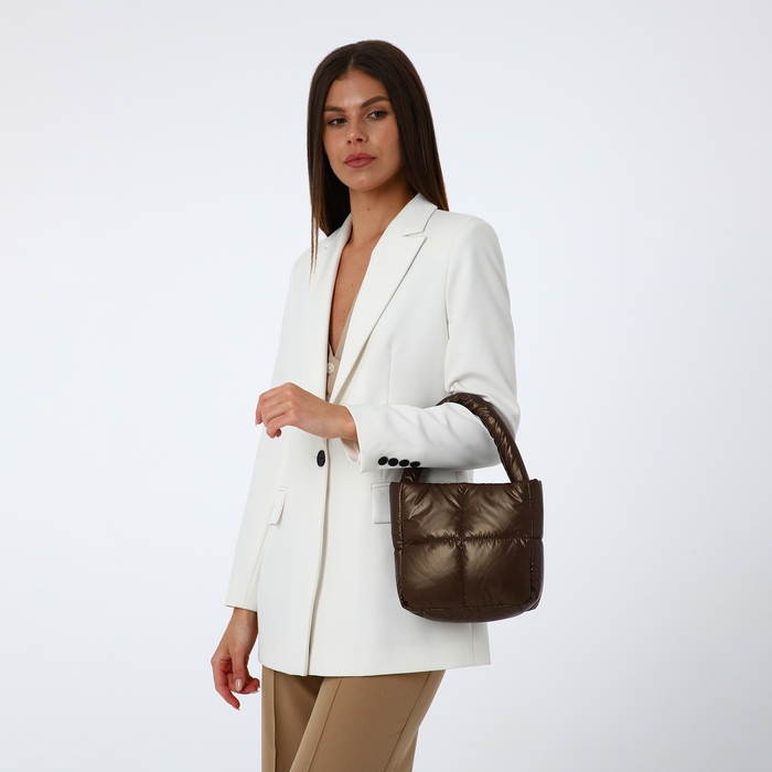 Сумка-тоут на молнии, цвет коричневый