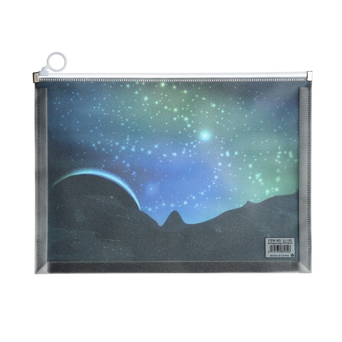 Папка-конверт на молнии формат А4, 180мкр, с рисунком Папка-конверт на молнии формат А4, 180мкр, с рисунком "Космос", МИКС