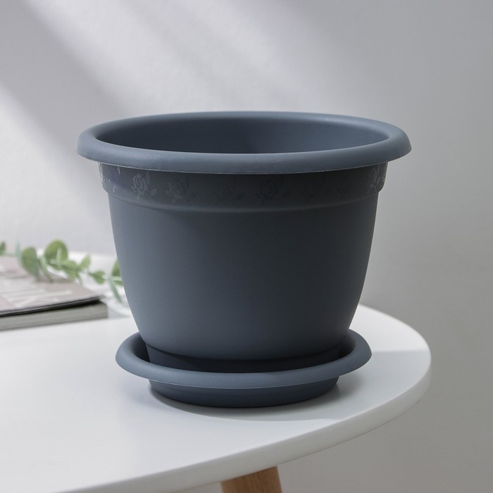 Горшок для цветов с поддоном InGreen Aphrodite, 1.5 л, d=17 см, h=13.5 см, серый Горшок для цветов с поддоном InGreen Aphrodite, 1.5 л, d=17 см, h=13.5 см, серый