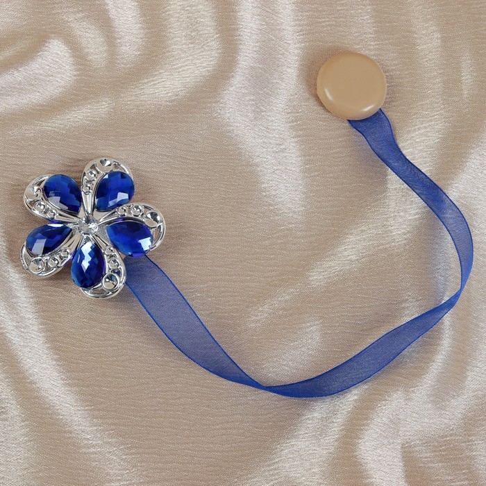 Подхват для штор «Цветок ромашка», d = 5,5 см, цвет синий Подхват для штор «Цветок ромашка», d = 5,5 см, цвет синий