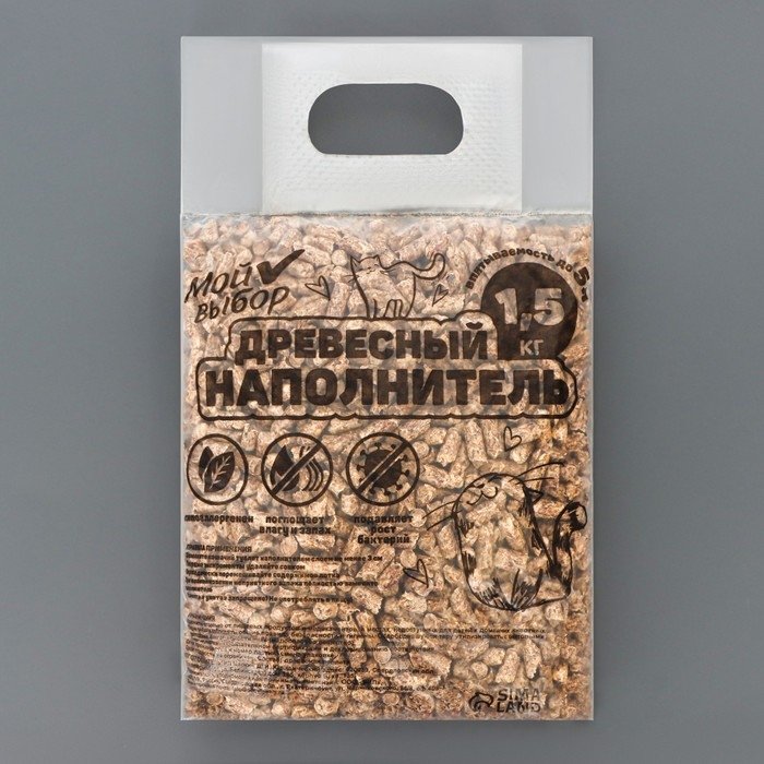 Наполнитель древесный для кошек, Наполнитель древесный для кошек, "Мой выбор" 1,5 кг впитываемость до 5 л