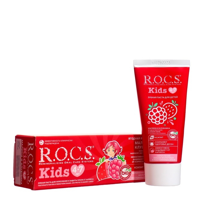Зубная паста для детей R.O.C.S., малина и клубника, 45 г Зубная паста для детей R.O.C.S., малина и клубника, 45 г