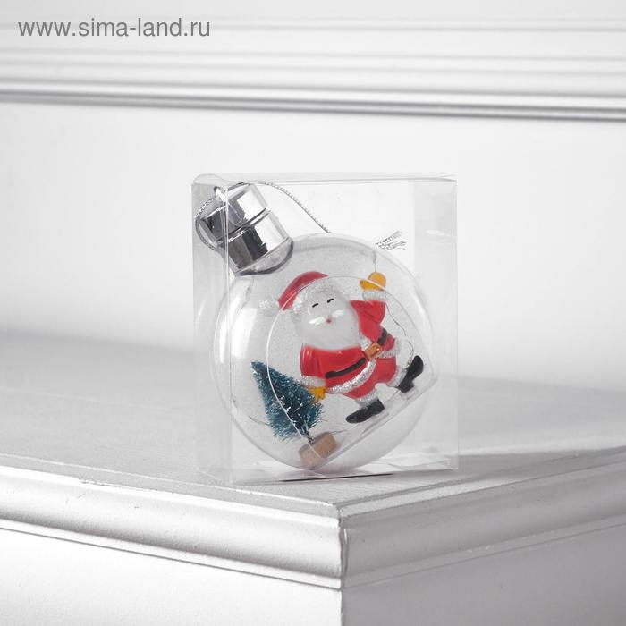 Ёлочный шар «Дед Мороз», батарейки, 5 LED, свечение тёплое белое