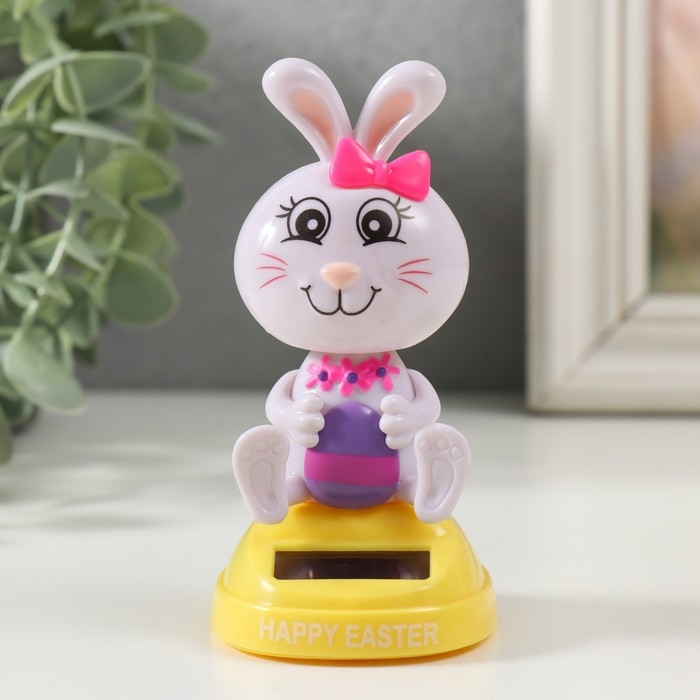 Маятник пластик от солнечной батареи Маятник пластик от солнечной батареи "Зайчик с бантиком и пасхальным яйцом" 5,3х6,1х10,5 см 991069