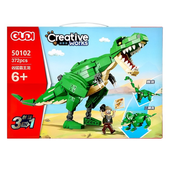 Конструктор Дино «Т-Рекс», 3 в 1, 372 детали