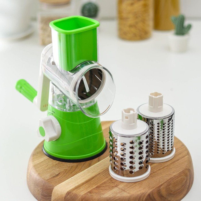 Овощерезка механическая Доляна Mandoline Slicer, 3 насадки, цвет зелёный Овощерезка механическая Доляна Mandoline Slicer, 3 насадки, цвет зелёный