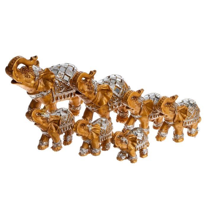 Сувенир полистоун набор 7 шт Сувенир полистоун набор 7 шт "Семейство слонов" 20х9,5х9 см