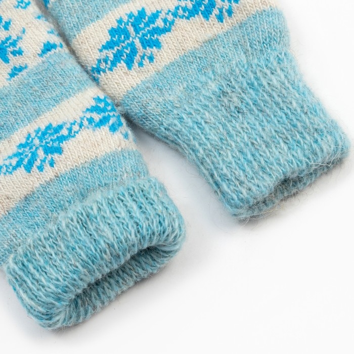 Новый год. Варежки женские шерстяные «Олень со снежинкой», цвет голубой, размер 20-22 Новый год. Варежки женские шерстяные «Олень со снежинкой», цвет голубой, размер 20-22