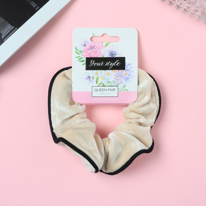 Резинка для волос Резинка для волос "Орбита" классика бархат края, 10 см, молочно-чёрный