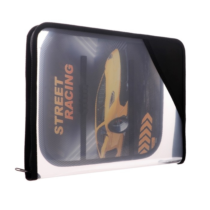 Папка для труда А4, 325 х 230 х 25 мм, молния вокруг, откидная планка, пластиковая, ПТР-1, Calligrata  Папка для труда А4, 325 х 230 х 25 мм, молния вокруг, откидная планка, пластиковая, ПТР-1, Calligrata "Тачка"