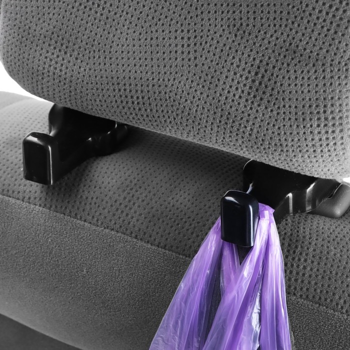 Крючок на подголовник, набор 2 шт, чёрный Крючок на подголовник, набор 2 шт, чёрный