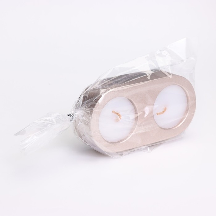 Свечи  Свечи "Мрамор" в овальном подсвечнике из гипса,12х6х3см, шампань