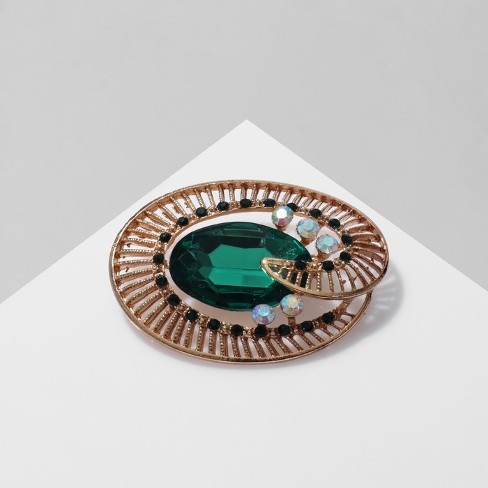 Брошь «Око», цвет изумрудный в золоте Брошь «Око», цвет изумрудный в золоте