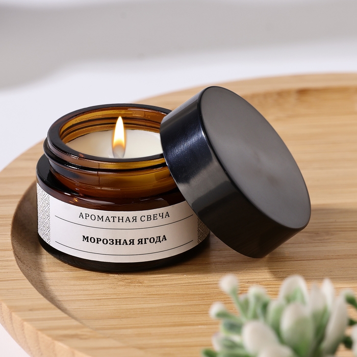 Свеча ароматическая в банке  Свеча ароматическая в банке "Морозная ягода", соевый воск, 12 г