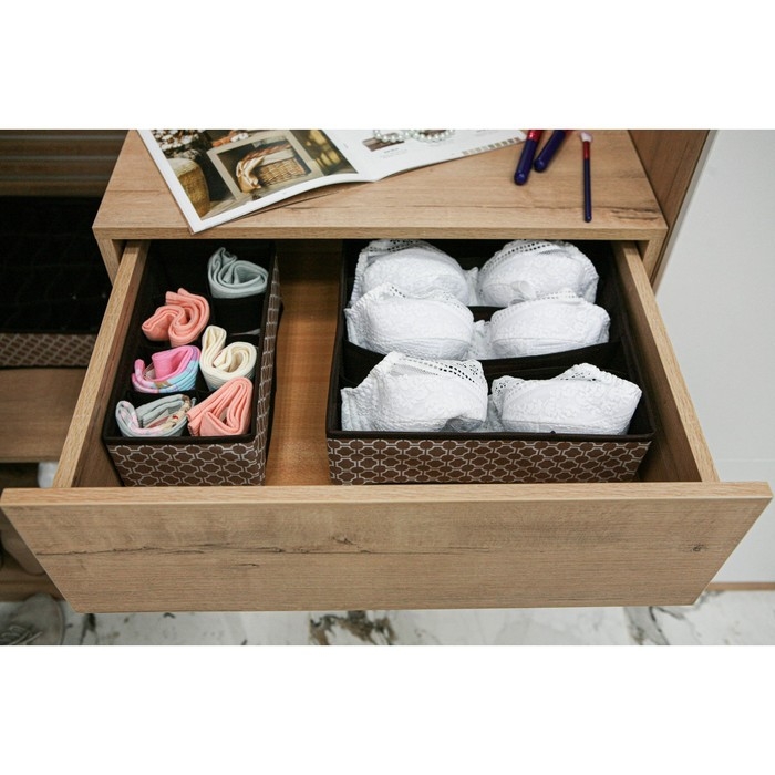 Органайзер для хранения белья Доляна «Браун», 7 ячеек, 34×30,5×10 см, цвет коричневый Органайзер для хранения белья Доляна «Браун», 7 ячеек, 34×30,5×10 см, цвет коричневый