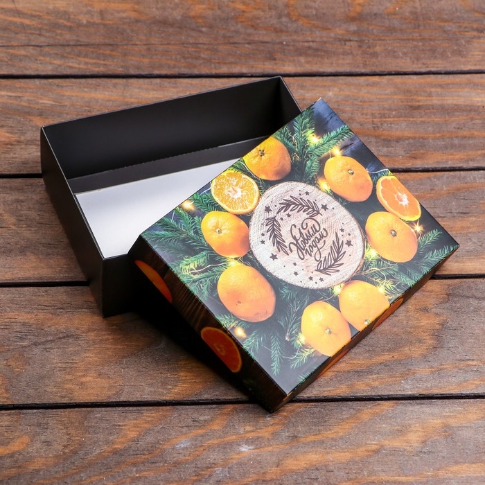 Новый год. Коробка подарочная новогодняя складная, Новый год. Коробка подарочная новогодняя складная, "С праздником", 16,5 х 12,5 х 5,2 см