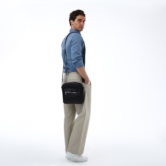 Сумка мужская через плечо TEXTURA, искусственная кожа, цвет чёрный Сумка мужская через плечо TEXTURA, искусственная кожа, цвет чёрный