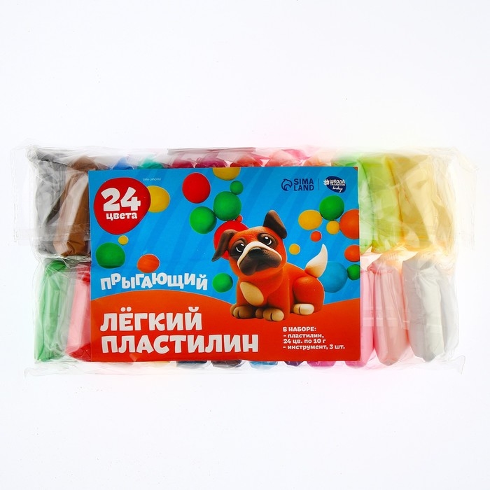 Пластилин лёгкий, прыгающий, набор 24 цвета, вес 1 цвета: 10 гр., 3 инструмента Пластилин лёгкий, прыгающий, набор 24 цвета, вес 1 цвета: 10 гр., 3 инструмента
