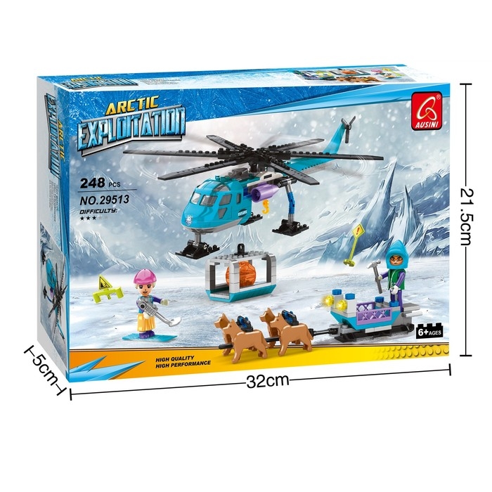 Конструктор Арктика «Вертолёт и упряжка», 248 деталей Конструктор Арктика «Вертолёт и упряжка», 248 деталей