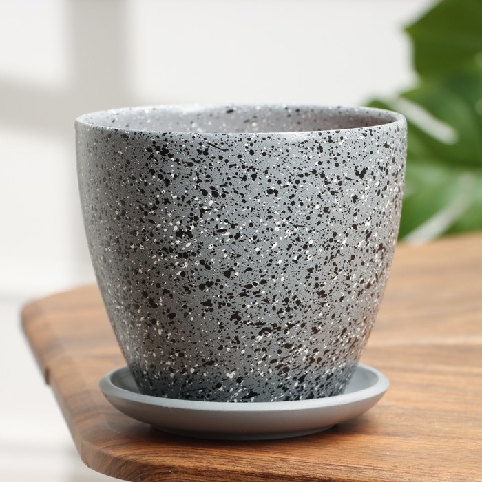 Горшок цветочный Горшок цветочный "Рябь" серый, 1,4 л