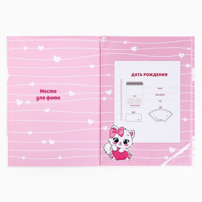 Папка для свидетельства о рождении  Папка для свидетельства о рождении "Наша малышка", розовая для девочки, 23,1х30,7см