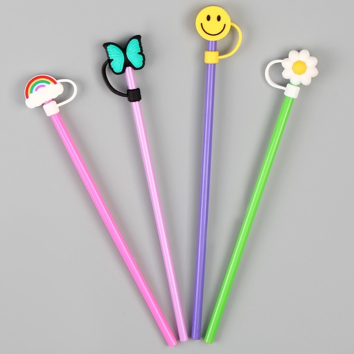 Трубочки для коктейля «Лето», набор 4 шт, цвет МИКС Трубочки для коктейля «Лето», набор 4 шт, цвет МИКС