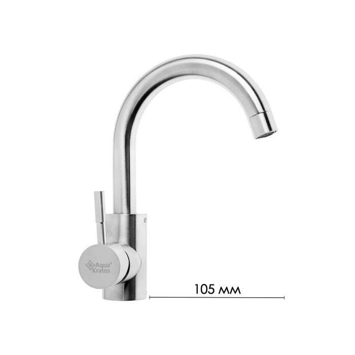 Смеситель для раковины AquaKratos АК11203, однорычажный, без подводки, нержавеющая сталь Смеситель для раковины AquaKratos АК11203, однорычажный, без подводки, нержавеющая сталь