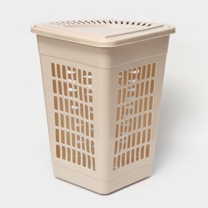 Корзина для белья угловая с крышкой, 45 л, 37×50×56 см, цвет слоновая кость Корзина для белья угловая с крышкой, 45 л, 37×50×56 см, цвет слоновая кость