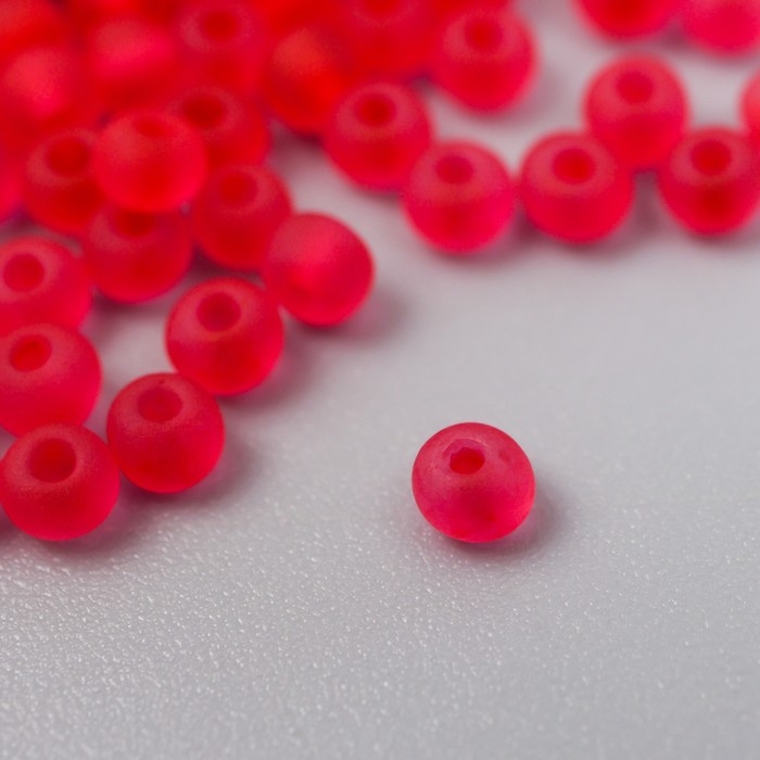 Бисер стекло 8/0  Бисер стекло 8/0 "Матовый полупрозрачный. Алый" 10 гр