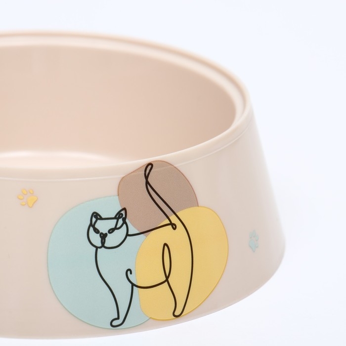 Миска Миска "Мур-мяу" для кошек 300 мл, 14,5 x 14,5 x 4 см, бежевая