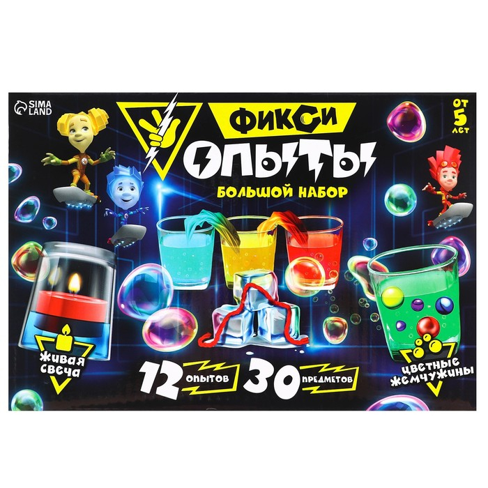 Набор для опытов Фиксики «Фикси опыты. Большой набор», 12 опытов, друзья Набор для опытов Фиксики «Фикси опыты. Большой набор», 12 опытов, друзья