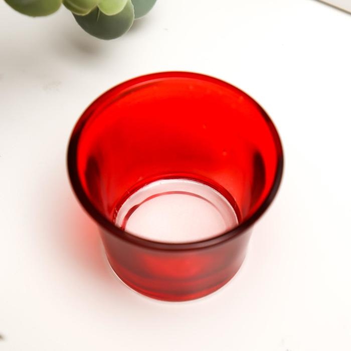 Подсвечник стекло на 1 свечу Подсвечник стекло на 1 свечу "Глянец", красный 4,7х6,2х6,2 см