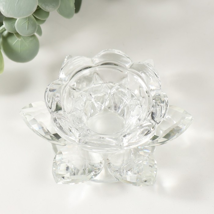 Подсвечник стекло на 1 свечу d=4 см  Подсвечник стекло на 1 свечу d=4 см "Распустившийся цветок" 10х10х4,5 см