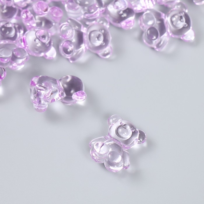 Декор для творчества пластик Декор для творчества пластик "Медвежонок" сиреневый набор 25 шт 1,8х1,5х1 см