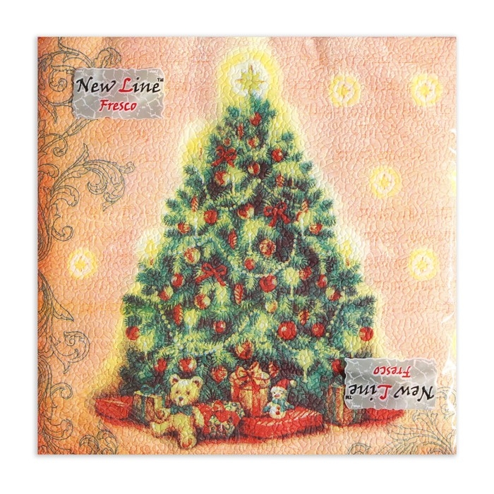 Новый год. Салфетки бумажные New Line Fresco «Ёлка», 33х33 см, 2 слоя 20 листов