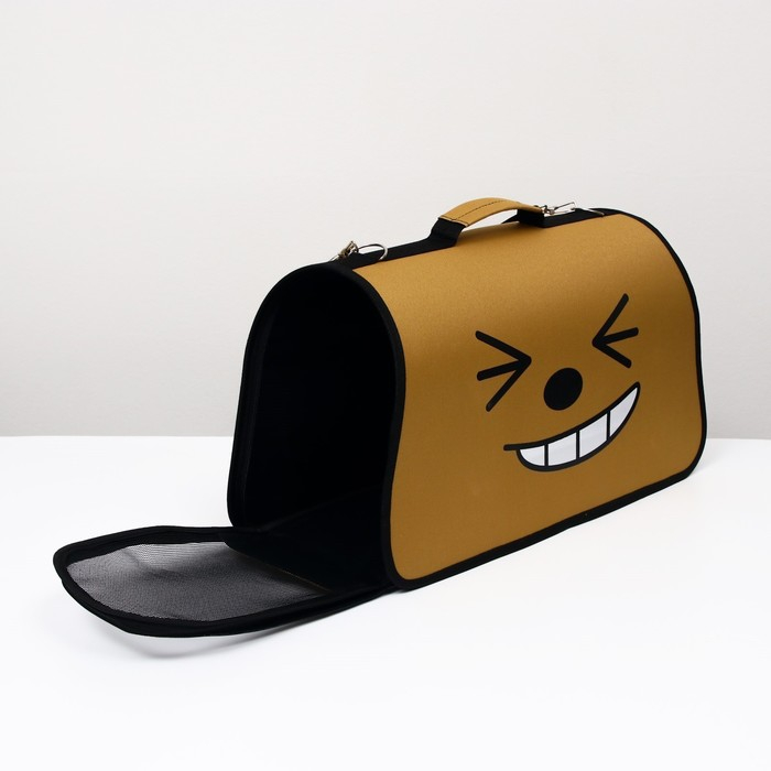 Сумка - переноска для животных  Сумка - переноска для животных "Улыбка", коричневая, размер M, 40 х 21 х 27 см, коричневая