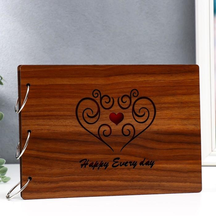 Фотоальбом 30 листов  Фотоальбом 30 листов "Счастье - каждый день" (102 уголка+кольца) 27х19х2 см