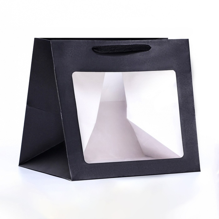 Пакет подарочный, крафт, с окном, «Черный», 25 х 25 х 25 см Пакет подарочный, крафт, с окном, «Черный», 25 х 25 х 25 см