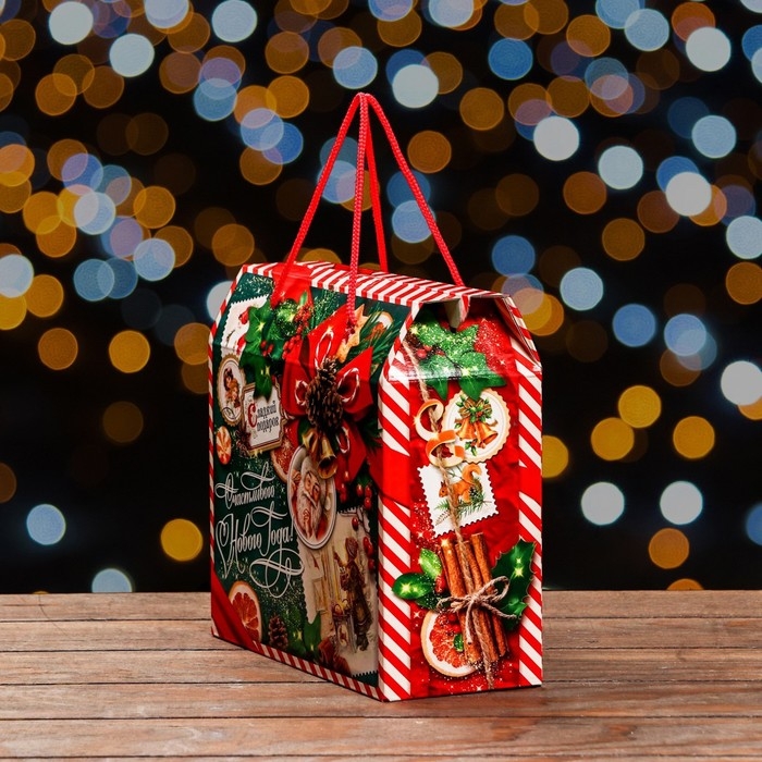 Коробка подарочная складная  Коробка подарочная складная "Изумрудный Винтаж" 23 х 10 х 22 см. Новый год