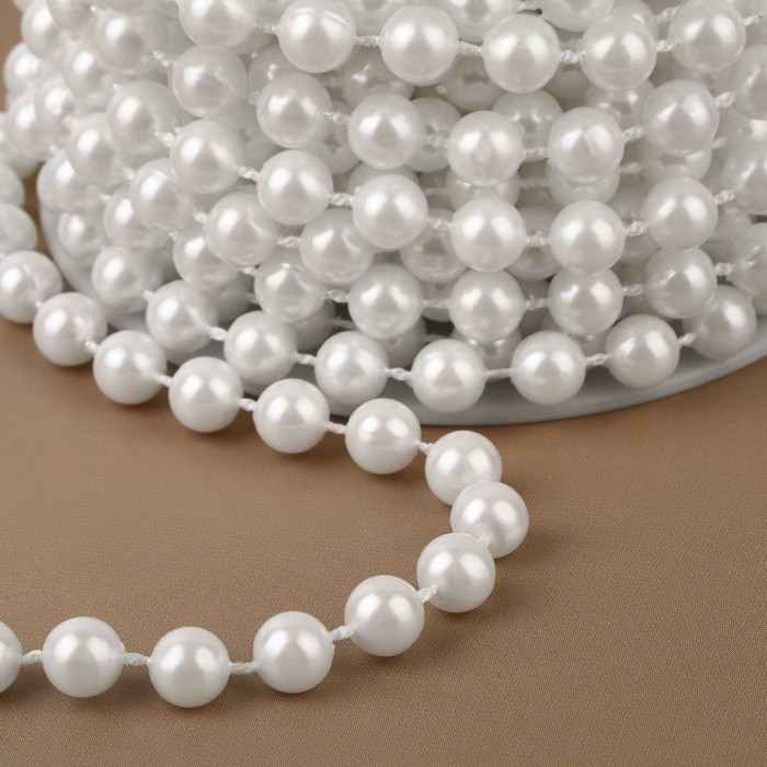 Жемчуг на нитях, круглый, 6 мм, 9 ± 1 м, цвет белый Жемчуг на нитях, круглый, 6 мм, 9 ± 1 м, цвет белый