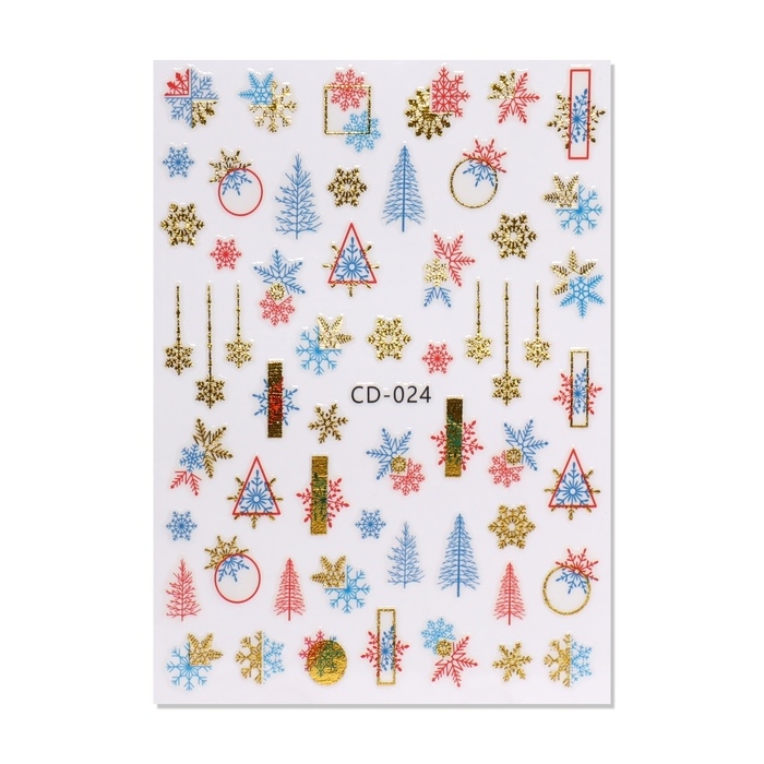 Новый год! Наклейки для ногтей «Елочки и снежинки», цвет разноцветный