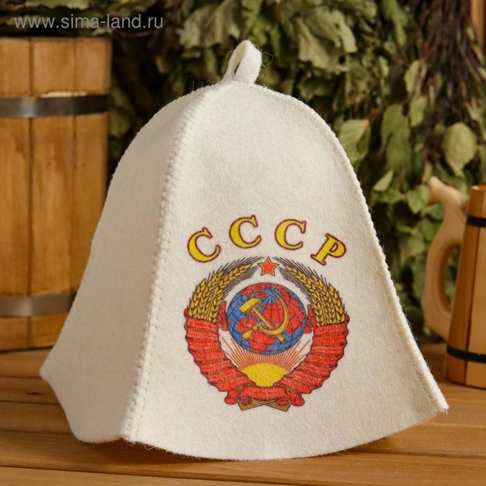 Шапка для бани  Шапка для бани "СССР" с принтом, белая