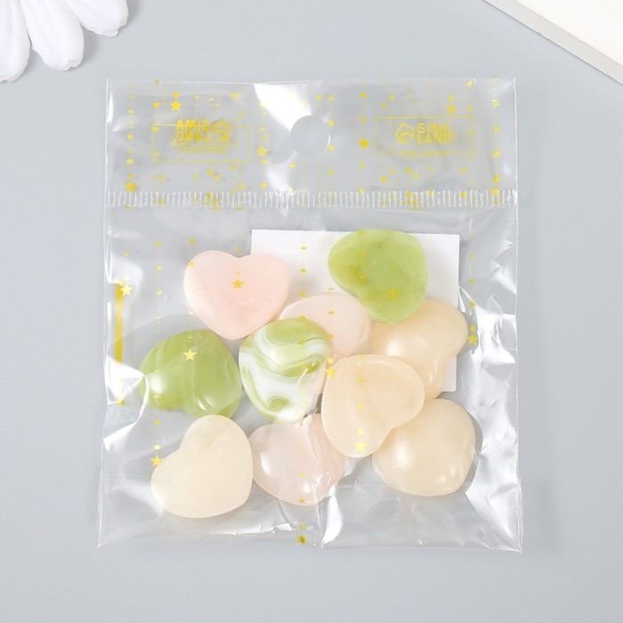 Декор для творчества пластик Декор для творчества пластик "Каменные сердечки" набор 10 шт МИКС 2х1,7х0,6 см