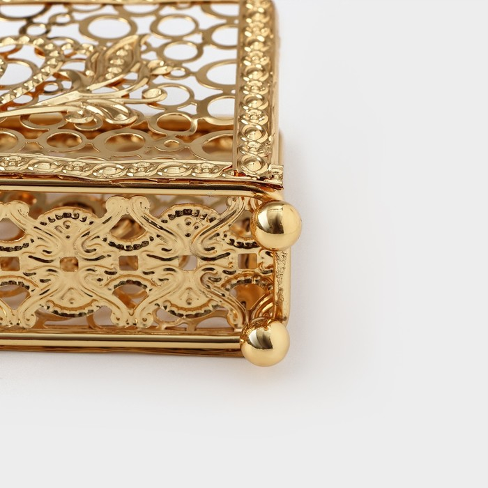 Салфетница «Сердца», декоративная, 14×9,5×4 см, цвет золотой Салфетница «Сердца», декоративная, 14×9,5×4 см, цвет золотой