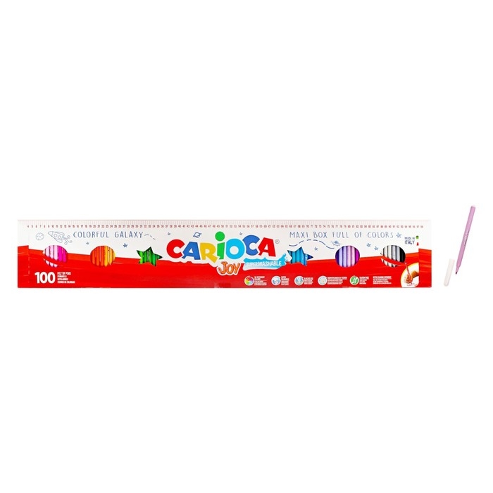 Фломастеры 36 цветов 100 штук, Carioca  Фломастеры 36 цветов 100 штук, Carioca "Joy", тонкий наконечник, стойкие, легко смываемые и нетоксичные чернила, макси упаковка. картонный пенал