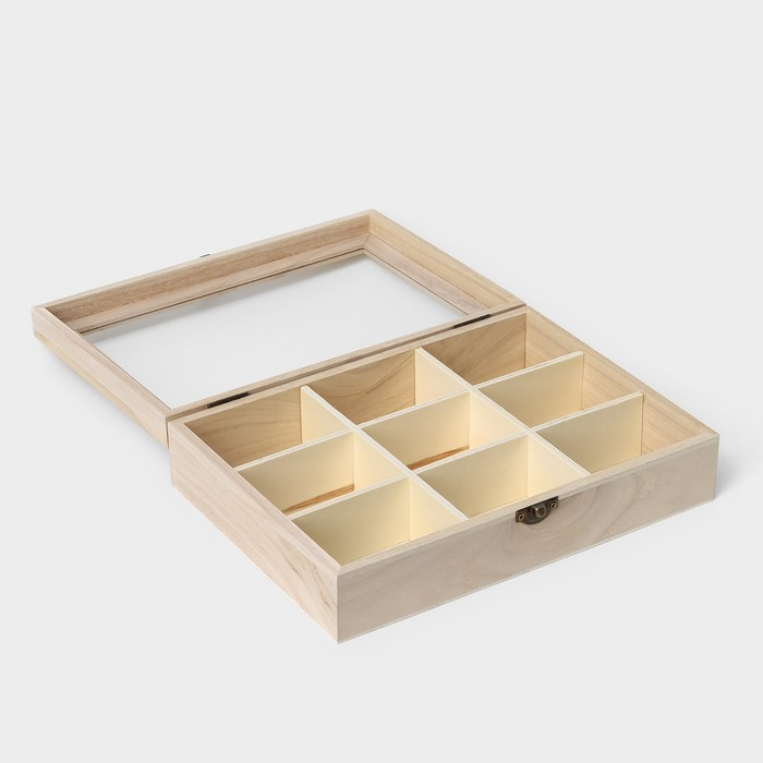 Ящик для хранения чайных пакетиков Доляна «Ахмадабад», 9 ячеек, 24×17,3×6,5 см Ящик для хранения чайных пакетиков Доляна «Ахмадабад», 9 ячеек, 24×17,3×6,5 см