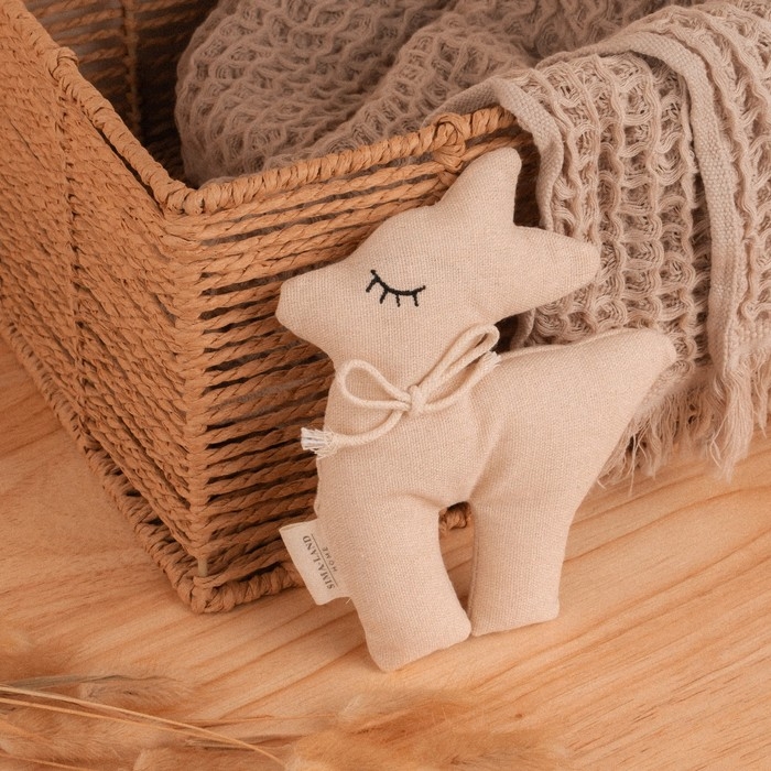 Мягкая игрушка «Оленёнок», 15 см, цвет бежевый, с бантиком Мягкая игрушка «Оленёнок», 15 см, цвет бежевый, с бантиком