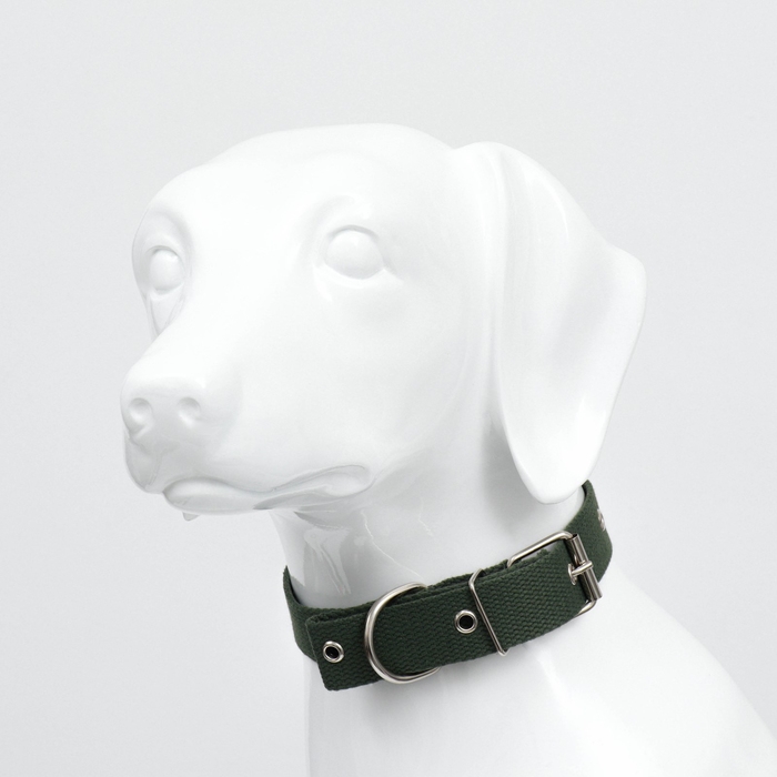 Ошейник брезентовый однослойный, 66 х 3 см, ОШ 33-60 см, тёмно-зелёный Ошейник брезентовый однослойный, 66 х 3 см, ОШ 33-60 см, тёмно-зелёный