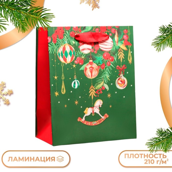 Новый год. Пакет подарочный Новый год. Пакет подарочный "Праздник ", 18 х 22,3 х 10 см.