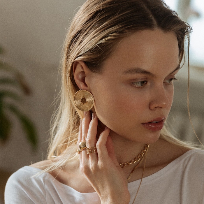 Клипсы &laquo;Диск&raquo;, цвет золото